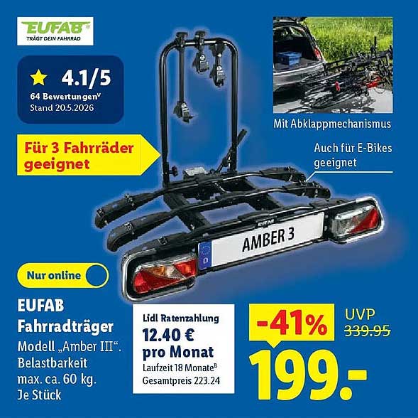 EUFAB Fahrradträger Modell „Amber III“