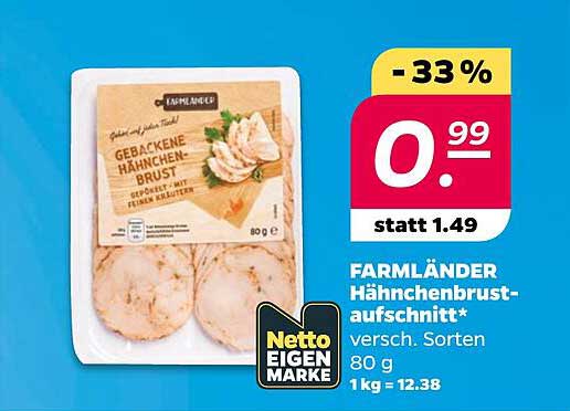 FARMLÄNDER Hähnchenbrust-aufschnitt* versch. Sorten 80 g
