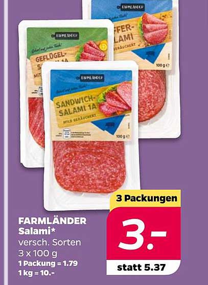 FARMLÄNDER Salami* versch. Sorten 3 x 100 g