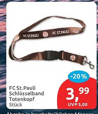 FC St.Pauli Schlüsselband Totenkopf Stück