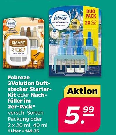 Febreze 3Volution Duftstecker Starter-Kit oder Nachfüller im 2er-Pack* versch. Sorten Packung oder 2 x 20 ml, 40 ml