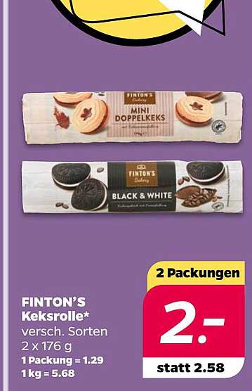 FINTON'S Keksrolle* versch. Sorten 2 x 176 g 1 Packung = 1.29 1 kg = 5.68