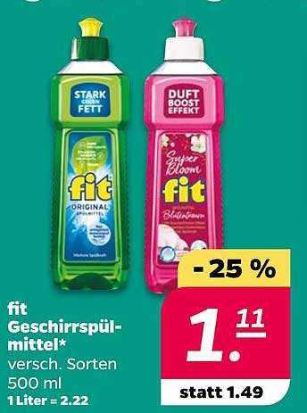 fit Geschirrspülmittel* versch. Sorten 500 ml