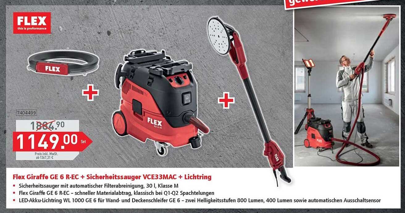 Flex Giraffe GE 6 R-EC + Sicherheitsauger VCE33MAC + Lichtring