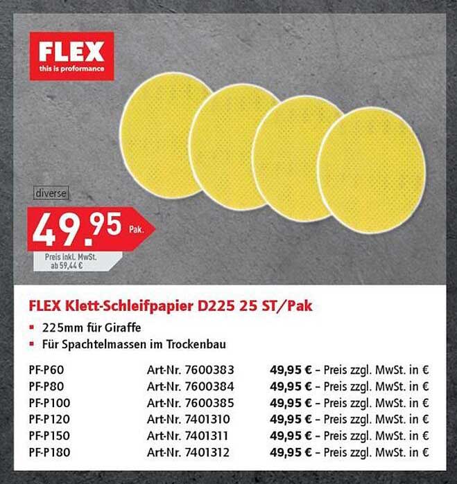 FLEX Klett-Schleifpapier D225 25 ST/Pak