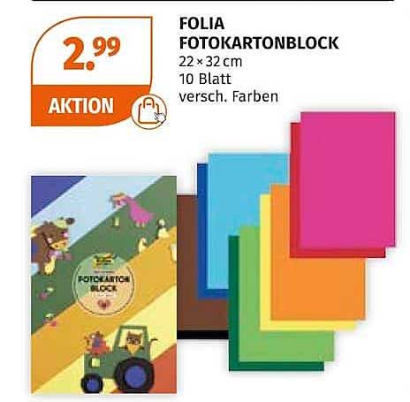 FOLIA FOTOKARTONBLOCK 22 × 32 cm 10 Blatt versch. Farben