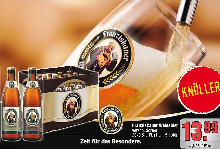 Franziskaner Weissbier versch. Sorten 20x0,5-l-Fl. (1 L = € 1,40)