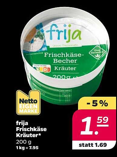 frija Frischkäse Kräuter* 200 g 1 kg = 7.95
