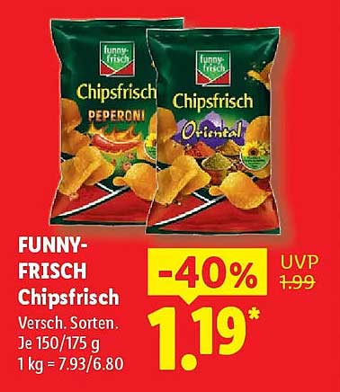 FUNNY-FRISCH Chipsfrisch Versch. Sorten. Je 150/175 g