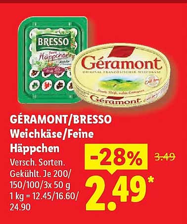 GÉRAMONT/BRESSO Weichkäse/Feine Häppchen