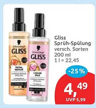 Gliss Sprüh-Spülung versch. Sorten 200 ml
