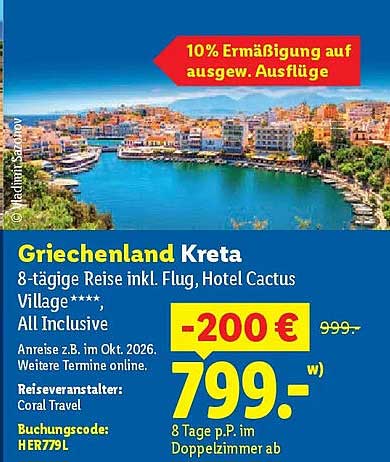 Griechenland Kreta 8-tägige Reise inkl. Flug, Hotel Cactus Village****, All Inclusive