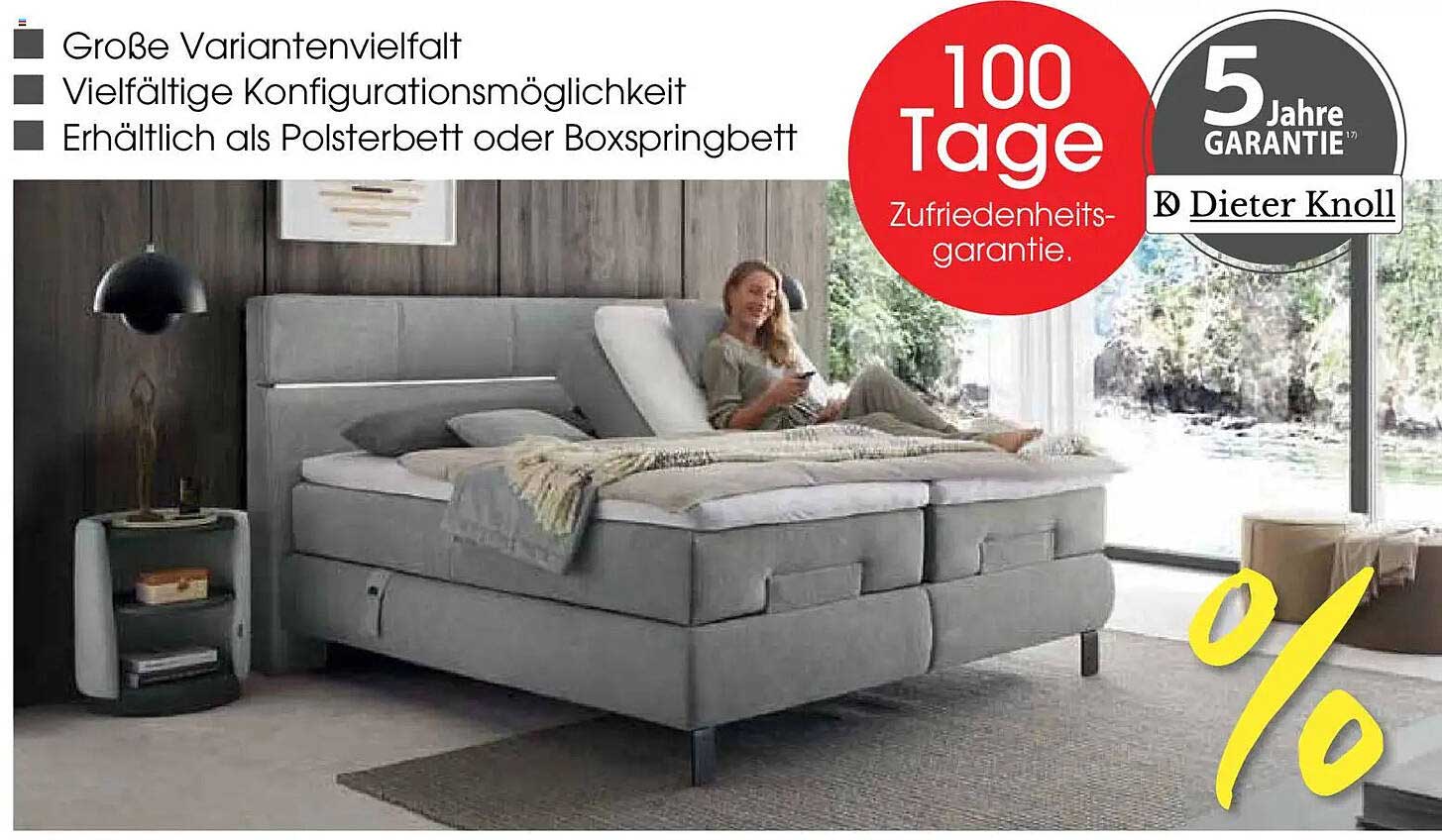 Große Variantenvielfalt Vielfältige Konfigurationsmöglichkeit Erhältlich als Polsterbett oder Boxspringbett