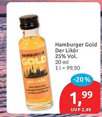 Hamburger Gold Der Likör 25% Vol. 20 ml 1 l = 99,50