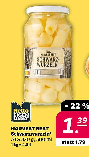 HARVEST BEST Schwarzwurzeln* ATG 320 g, 580 ml 1 kg = 4.34