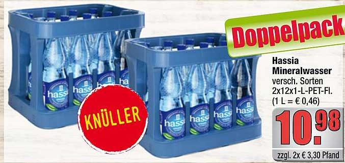 Hassia Mineralwasser versch. Sorten 2x12x1-L-PET-Fl. (1 L = € 0,46)
