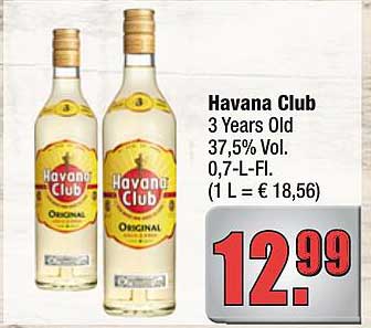 Havana Club 3 Years Old 37,5% Vol. 0,7-L-Fl. (1 L = € 18,56)