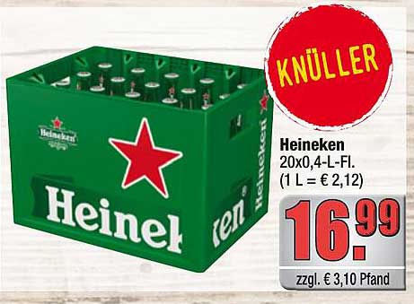Heineken 20x0,4-L-Fl. (1 L = € 2,12)
