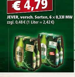 JEVER, versch. Sorten, 6 x 0,33l MW