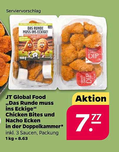 JT Global Food „Das Runde muss ins Eckige“ Chicken Bites und Nacho Ecken in der Doppelkammer*