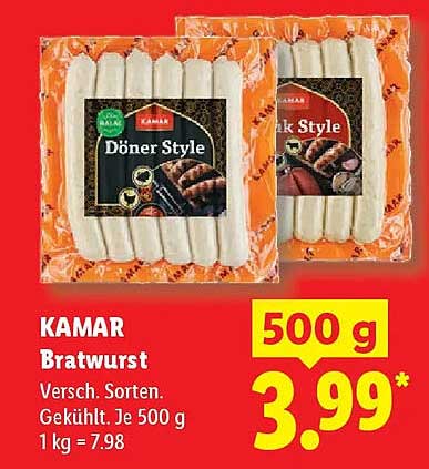 KAMAR Bratwurst Versch. Sorten. Gekühlt. Je 500 g