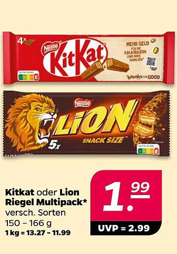 Kitkat oder Lion Riegel Multipack* versch. Sorten 150 - 166 g