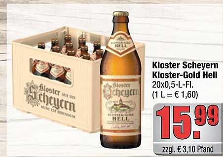 Kloster Scheyern Kloster-Gold Hell 20x0,5-L-Fl. (1 L = € 1,60)