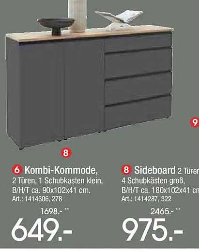 Kombi-Kommode, 2 Türen, 1 Schubkasten klein
