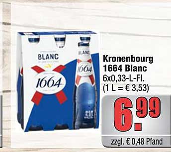 Kronenbourg 1664 Blanc 6x0,33-L-Fl. (1 L = € 3,53)