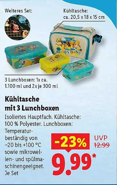 Kühltasche mit 3 Lunchboxen