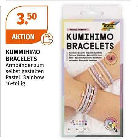 KUMIHIMO BRACELETS Armbänder zum selbst gestalten Pastell Rainbow 16-teilig