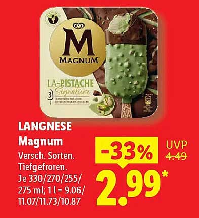 Langnese Magnum Versch. Sorten. Tiefgefroren.