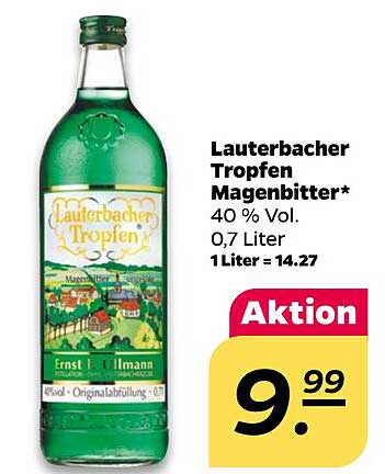 Lauterbacher Tropfen Magenbitter* 40 % Vol. 0,7 Liter 1 Liter = 14.27