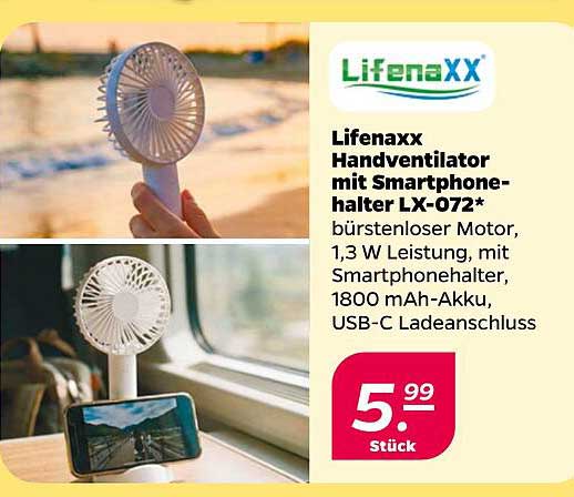 LifenaXX Handventilator mit Smartphone-halter LX-072*