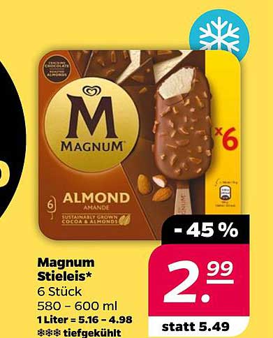 Magnum Stieleis* 6 Stück 580 - 600 ml 1 Liter = 5.16 - 4.98 ❄❄❄ tiefgekühlt