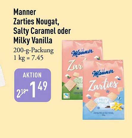 Manner Zarties Nougat, Salty Caramel oder Milky Vanilla