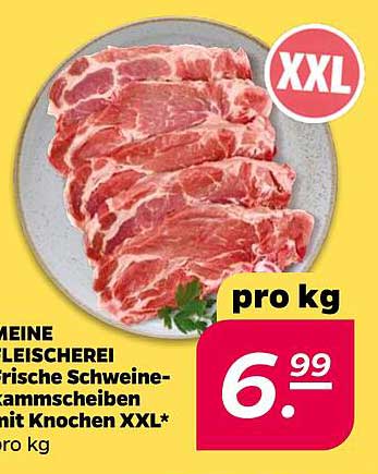 MEINE FLEISCHEREI Frische Schweine- Kamm scheiben mit Knochen XXL* pro kg