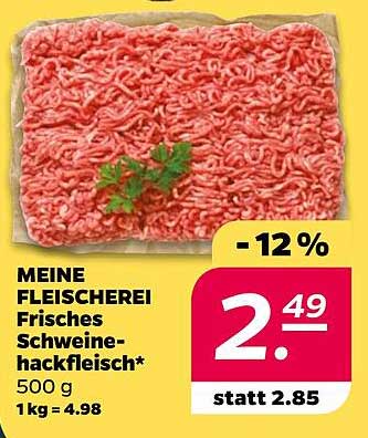 MEINE FLEISCHEREI Frisches Schweinehackfleisch* 500 g 1 kg = 4.98