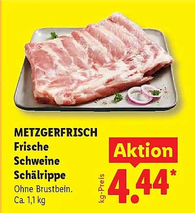 METZGERFRISCH Frische Schweine Schälrippe Ohne Brustbein. Ca. 1,1 kg