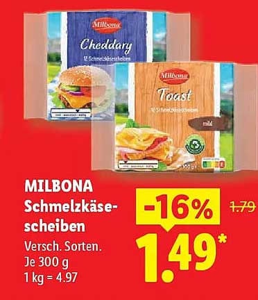 MILBONA Schmelzkäsescheiben