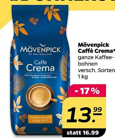 Mövenpick Caffè Crema* ganze Kaffeebohnen versch. Sorten 1 kg