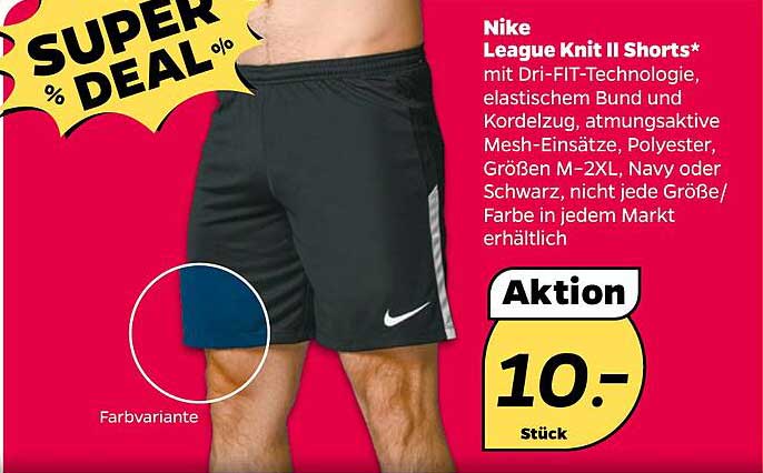 Nike League Knit II Shorts* mit Dri-FIT-Technologie, elastischem Bund und Kordelzug, atmungsaktive Mesh-Einsätze, Polyester, Größen M-2XL, Navy oder Schwarz, nicht jede Größe/Farbe in jedem Markt erhältlich