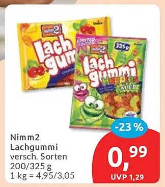Nimm 2 Lachgummi versch. Sorten 200/325 g 1 kg = 4,95/3,05