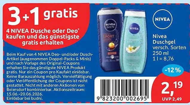 Nivea Duschgel versch. Sorten 250 ml