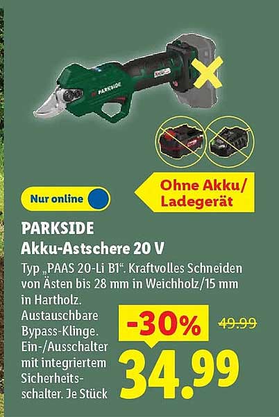 PARKSIDE Akku-Astschere 20 V
