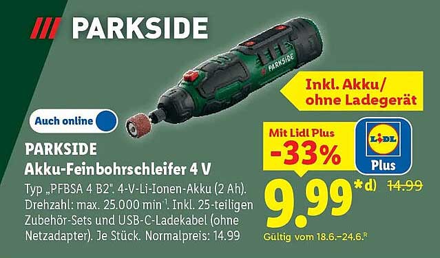 PARKSIDE Akku-Feinbohrschleifer 4 V