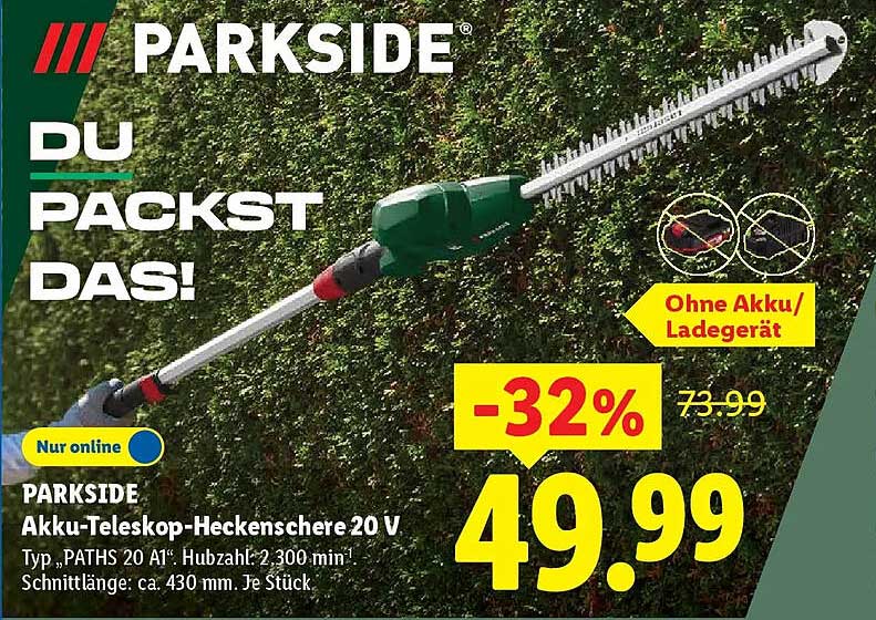 PARKSIDE Akku-Teleskop-Heckenschere 20 V