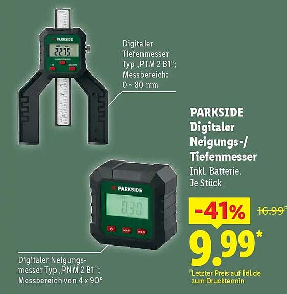 PARKSIDE Digitaler Neigungs-/Tiefenmesser