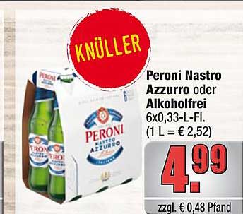 Peroni Nastro Azzurro oder Alkoholfrei 6x0,33-L-Fl. (1 L = € 2,52)