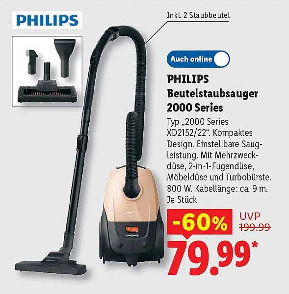 PHILIPS Beutelstaubsauger 2000 Series